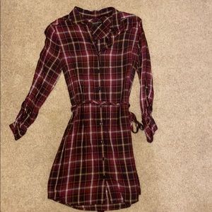 Plum/raspberry plaid flannel dress